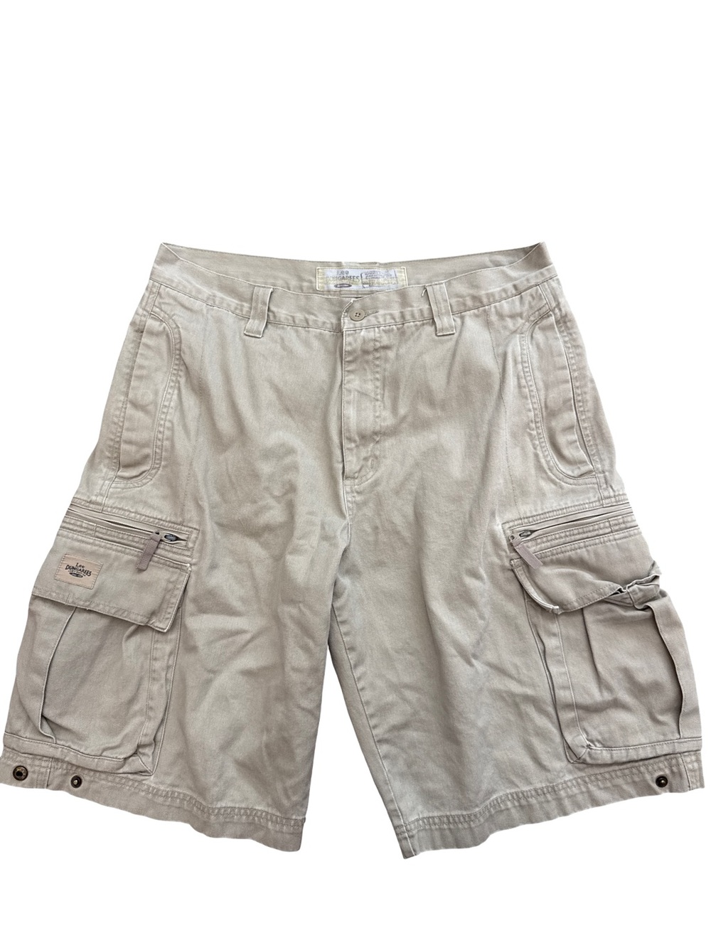 Lee Dungarees Khaki Cargo Shorts Ivory Color Baggy Y2K Skater Retro Size 32
